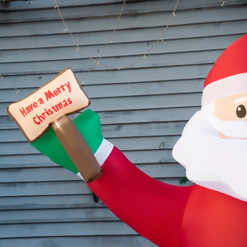 8ft Inflatable Christmas Santa Claus with LED Light Sign - Blow-Up Outdoor Yard Display for Lawn & Garden Holiday Decor