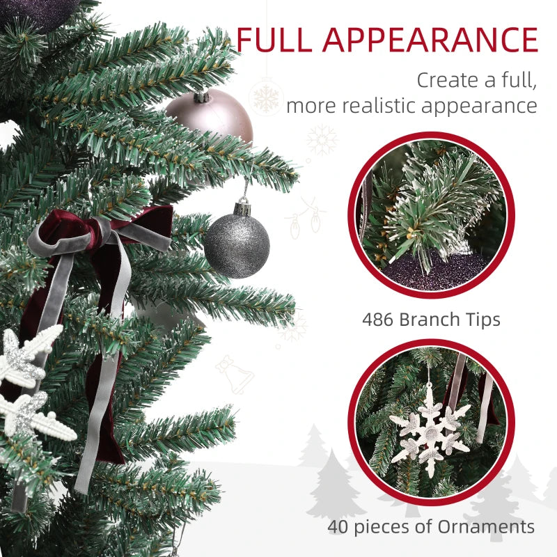5ft Artificial Christmas Tree with Purple Decorations & Lights - Perfect Holiday Decor for Festive Celebrations