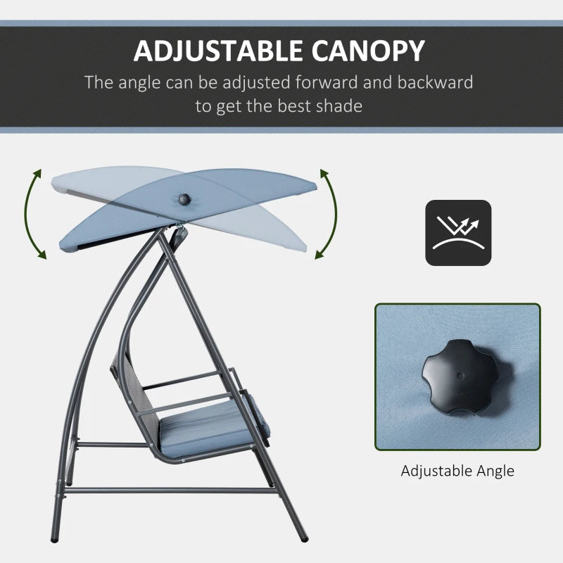 Grey Rattan Garden Swing Chair with Canopy & Cushion