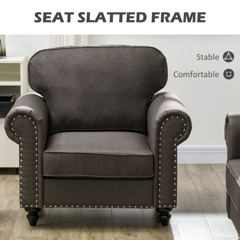 Mid-Century Dark Brown Armchair with Pocket Springs for Stylish Living Room Comfort