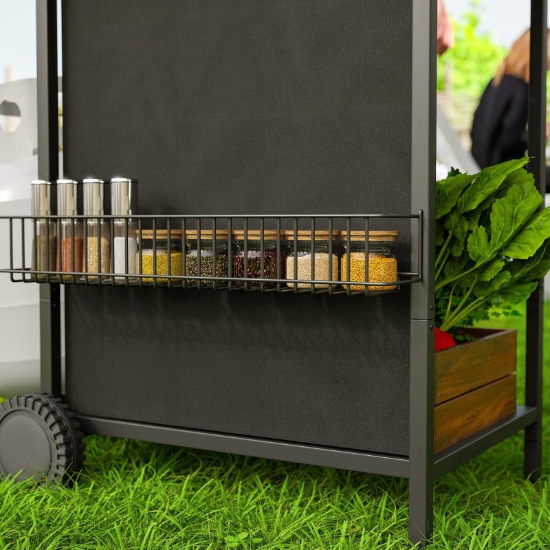 3+1 Burner Portable Gas BBQ Grill with Thermometer, Side Table, Wheels for Outdoor Cooking