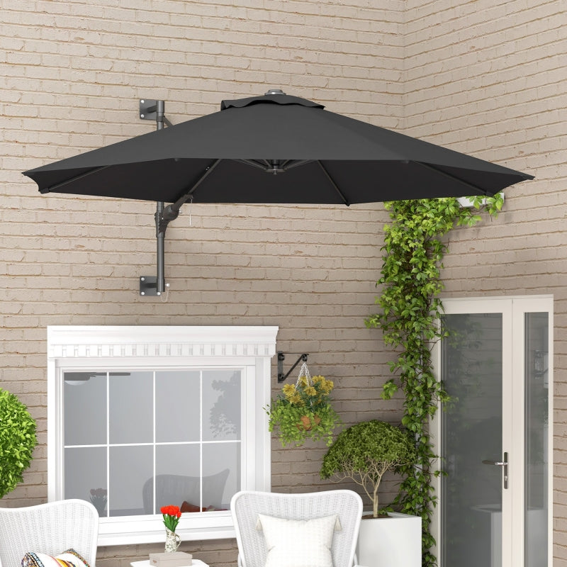 Grey 3m Wall-Mounted Parasol Shade with Handle