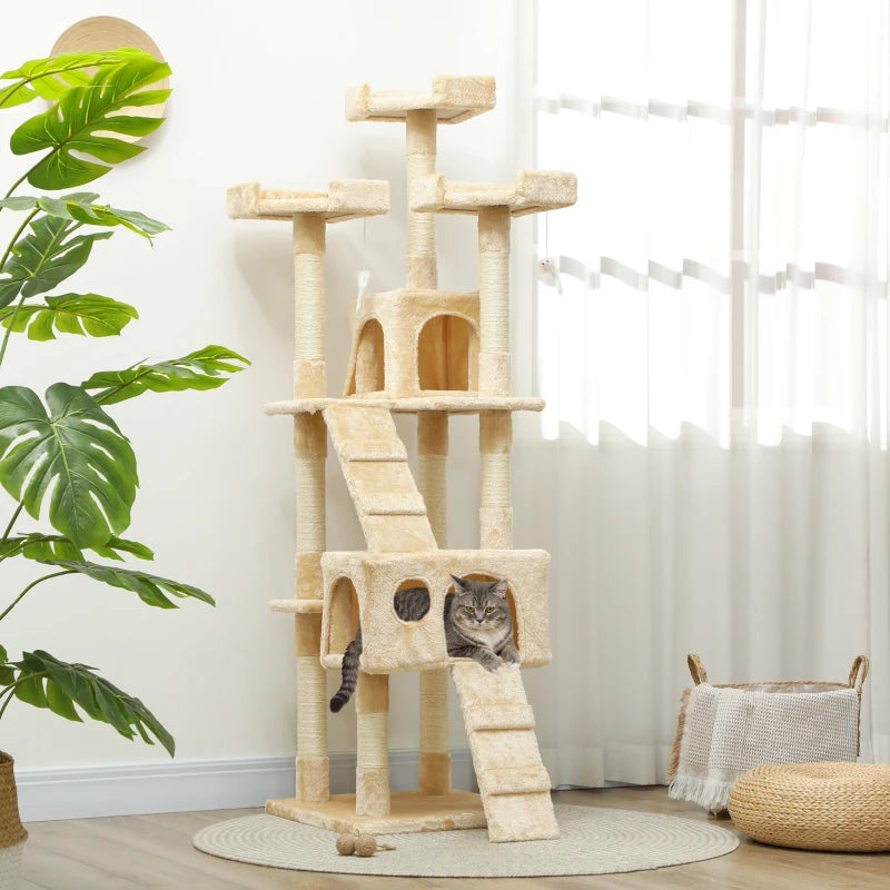 Deluxe Cat Tree Scratching House - Multi-Level Activity Play Centre for Cats with Cozy Hideouts and Scratching Posts