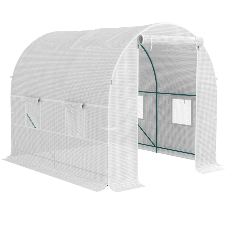 2m x 2.5m Reinforced Walk-In Polytunnel Greenhouse with Zipped Door