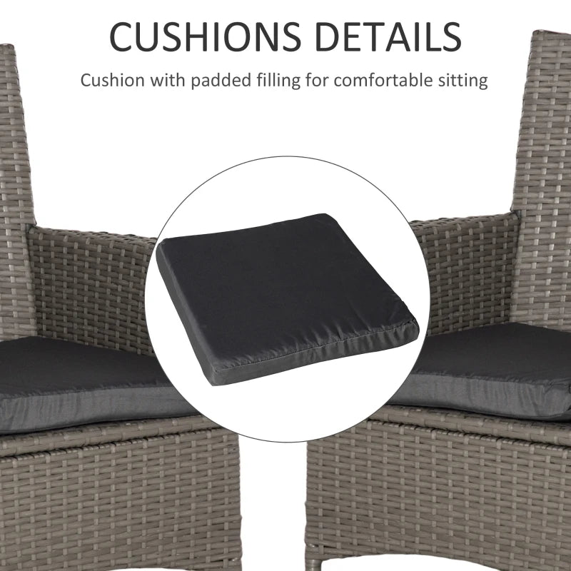 Grey Rattan Outdoor Armchair Set with Cushions
