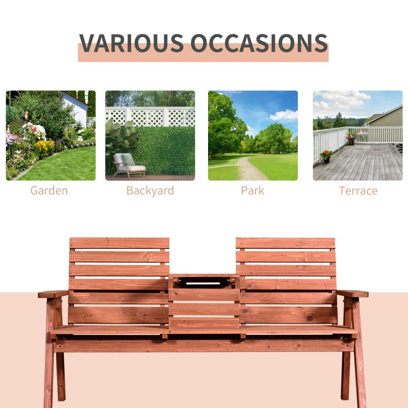 Convertible 2-3 Seater Fir Wood Outdoor Bench - Natural Wood Tone