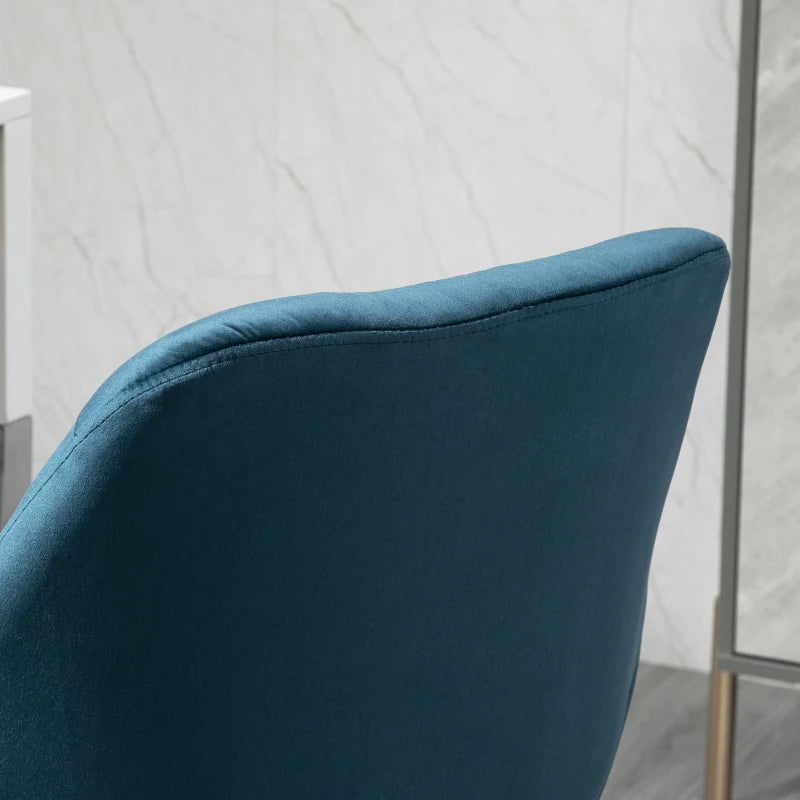Vinsetto Blue Velvet Ergonomic Home Office Chair - Adjustable Height, Arm & Back Support, Comfy Desk Chair for Work
