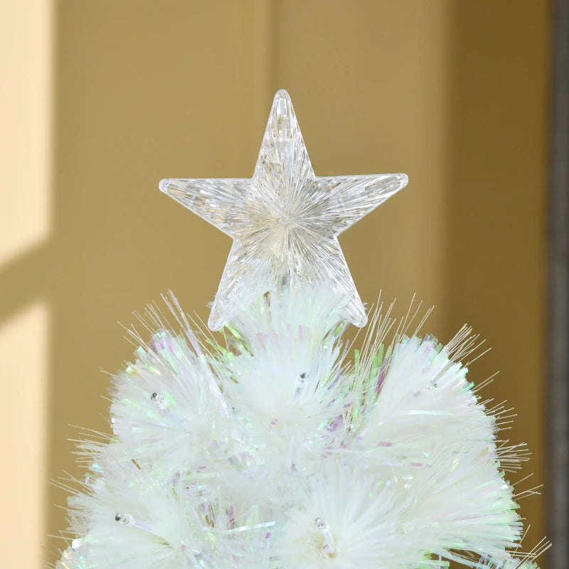 5ft Prelit Artificial Christmas Tree with Fiber Optic LED Lights - White Holiday Home Xmas Decoration