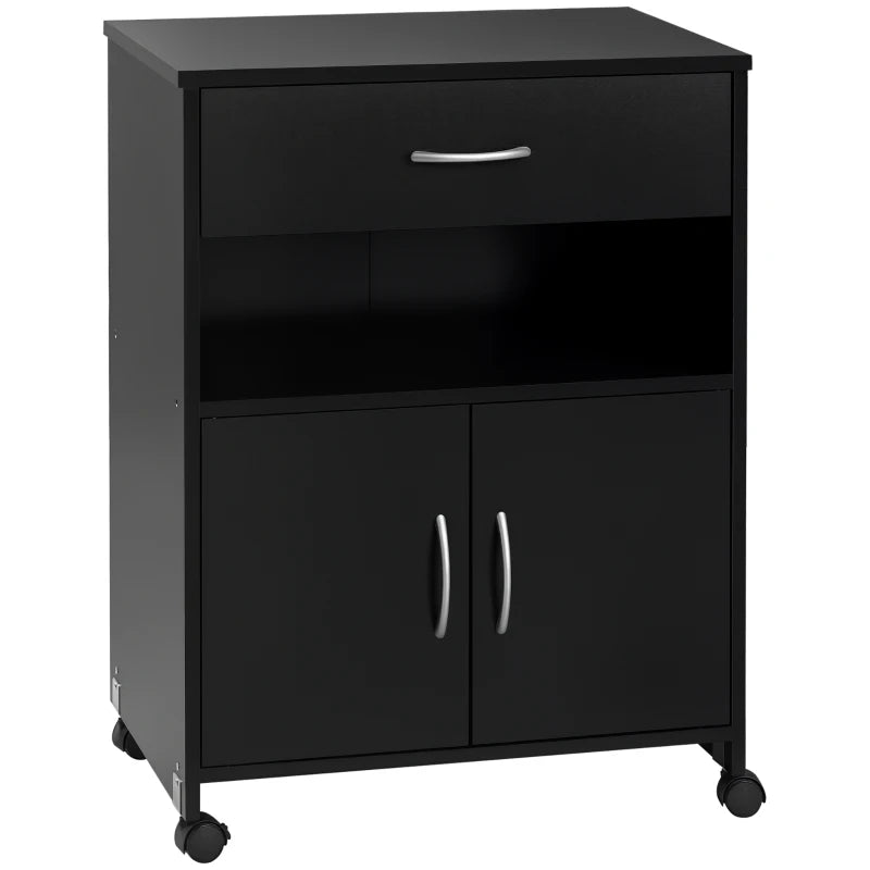 Vinsetto Mobile Printer Stand with Storage Drawer & Open Shelf - Home Office Cabinet, 60cm x 39cm x 80cm, Black