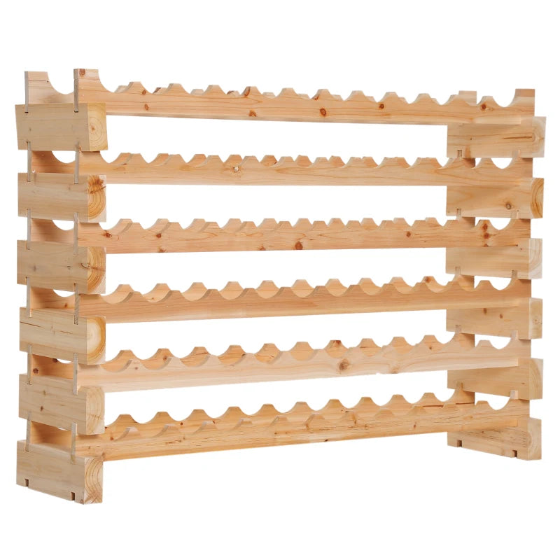 Natural Six-Tier Wooden Wine Rack for 72 Bottles - Stylish Storage Solution for Wine Enthusiasts