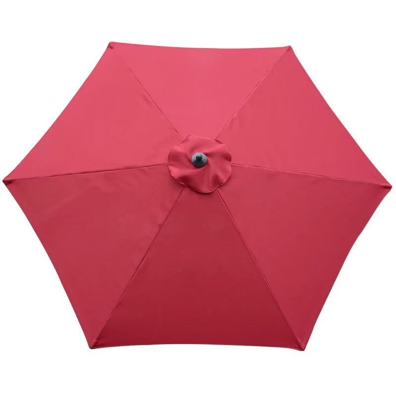 Round Wine Red Garden Parasol Umbrella - 2.8m Outdoor Sun Shade Canopy