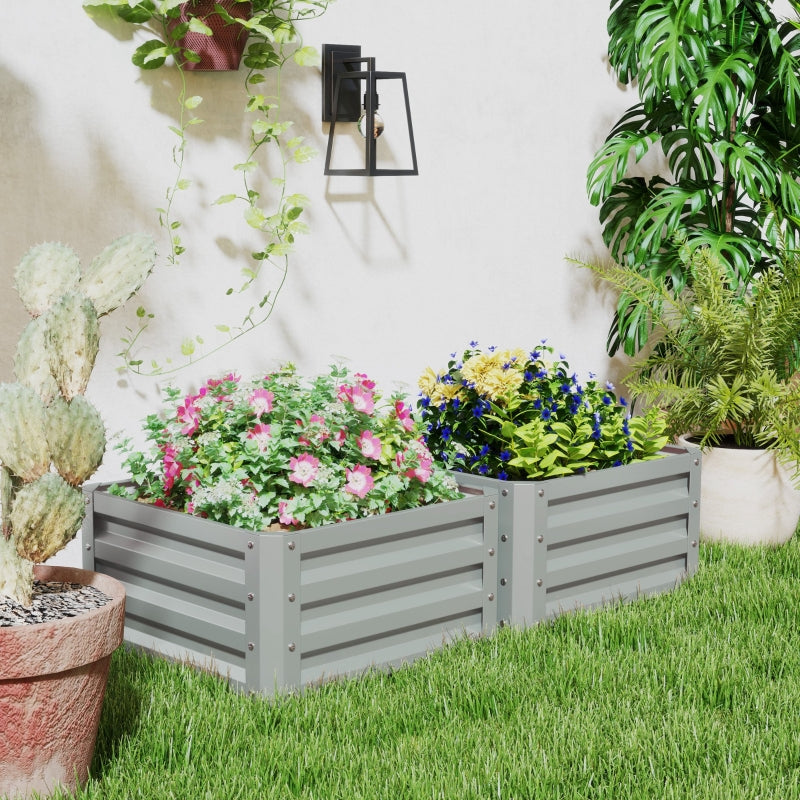 Stylish Light Grey Steel Planter Boxes - Set of Two