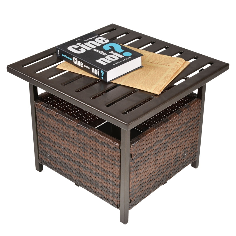 Yaheetech Rattan Outdoor Coffee Table, PE Patio Wicker Bistro Side