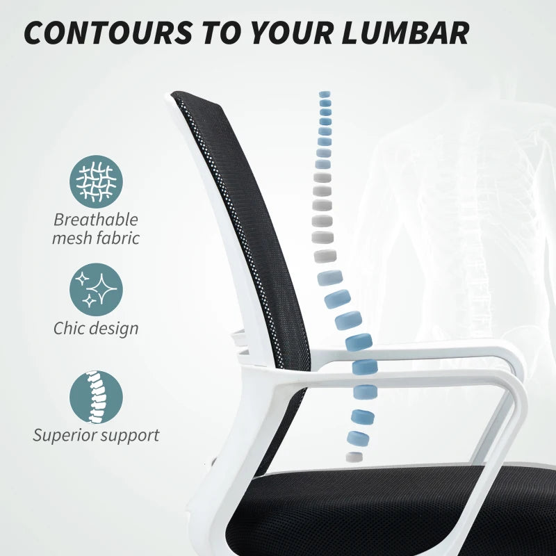 Ergonomic Draughtsman Chair - Mesh Drafting Office Chair with Lumbar Support & Adjustable Foot Ring - Black