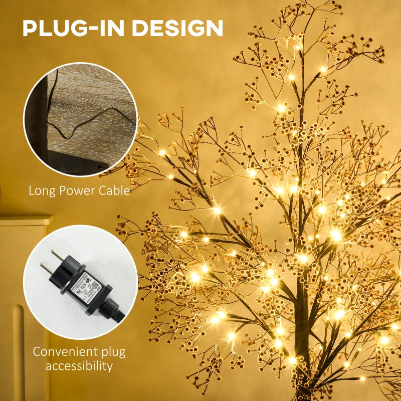 4ft Artificial Gypsophila Blossom Tree with 72 Warm White LED Lights - Perfect for Weddings, Parties, Indoor & Outdoor Decor