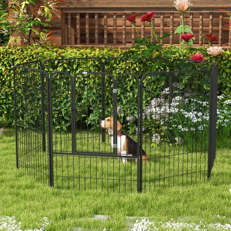 8 Panels Heavy Duty Puppy Playpen for Large & Medium Dogs - Indoor/Outdoor Use, Black Pet Play Yard