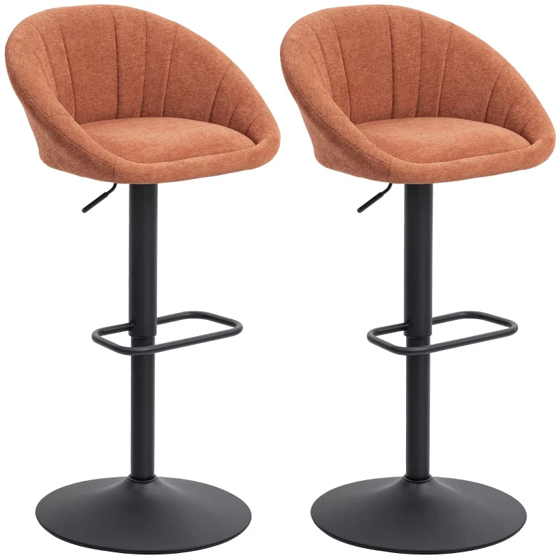 Set of 2 Stylish Orange Relaxed Tub Bar Stools - Modern Design for Kitchen & Home Bar Seating