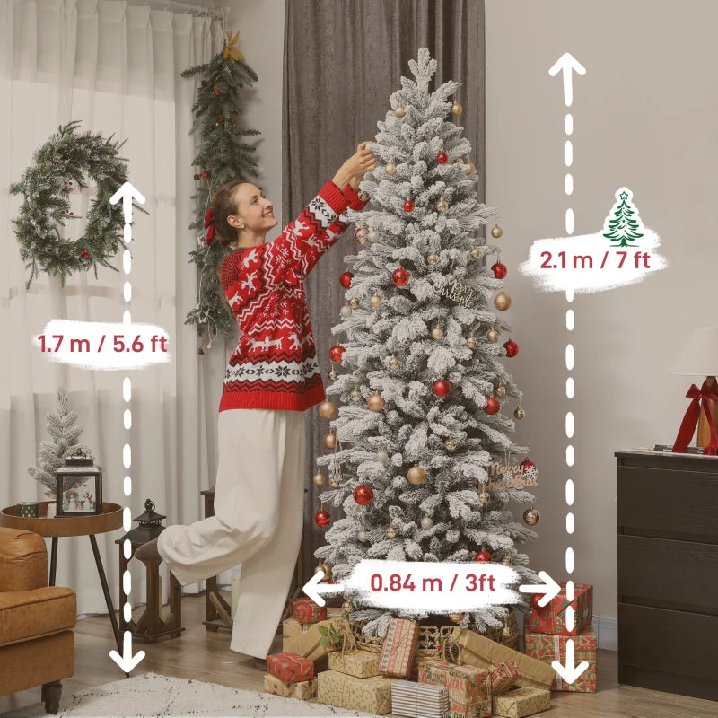 7ft Flocked Artificial Christmas Tree - Lush Snowy Pine, Pre-Lit, Perfect for Holiday Decor, Easy Assembly, Indoor Use