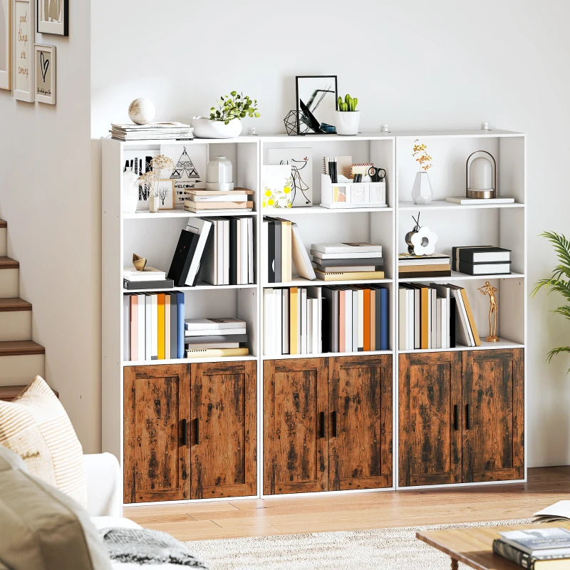 Rustic Brown 5-Tier Bookcase with Adjustable Shelves - Stylish Storage Solution for Home or Office