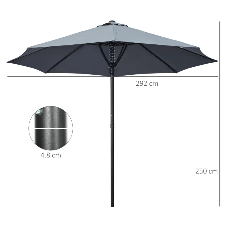 Grey 3m Outdoor Market Umbrella with 8 Ribs