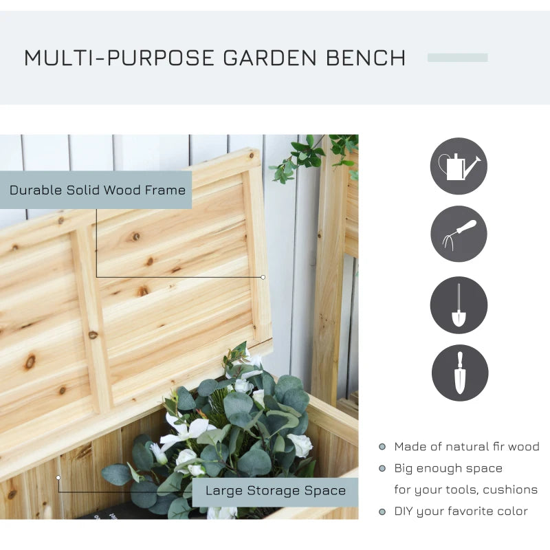 Outdoor Wood Storage Bench - Natural Finish