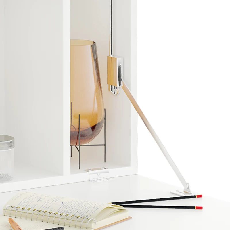 Wall Mounted Drop Leaf Laptop Desk with Storage - Space Saving Home Office Table, 77cm x 20cm x 51cm, White