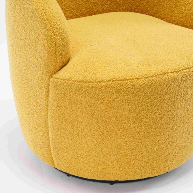 Yellow Teddy Fabric Swivel Armchair with 360° Rotation for Indoor Spaces, 64x64x71 cm
