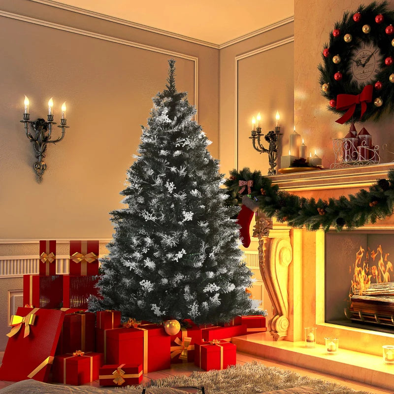 5FT Snow-Dipped Artificial Christmas Tree with White Berries & Star Topper | Indoor Holiday Decoration | Removable Stand