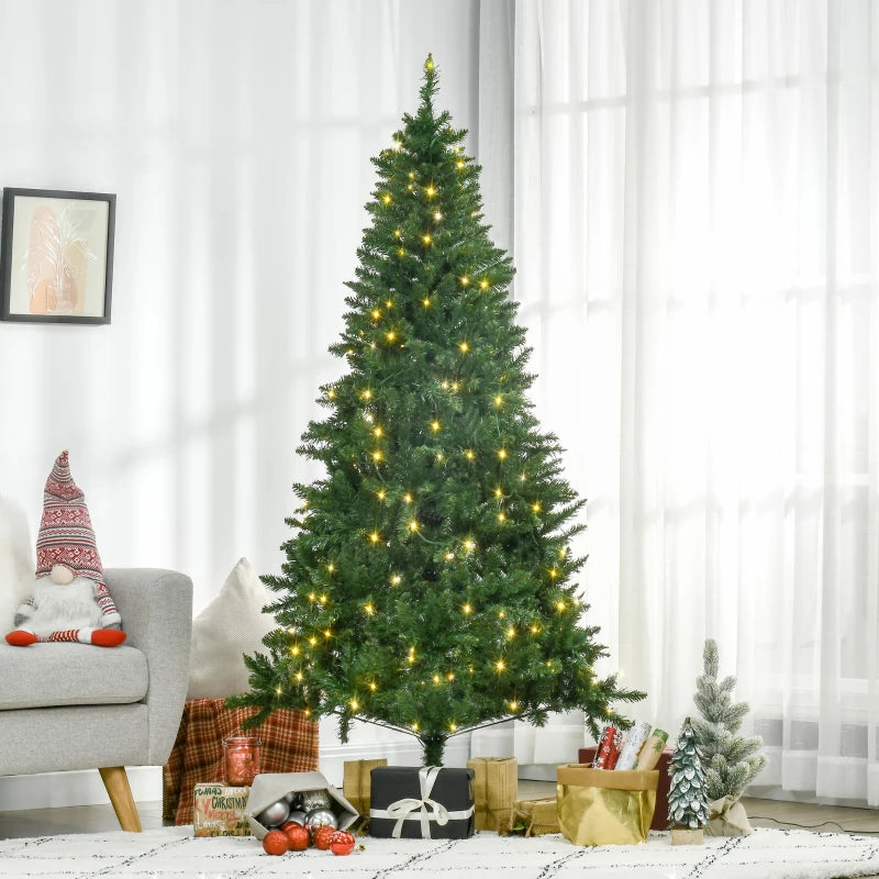 6FT Green Christmas Tree with Warm White LED Lights - Perfect Holiday Home Decoration for Festive Cheer