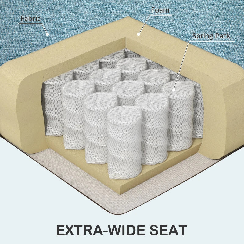 Modern 2 Seater Fabric Sofa with Spring Cushions and Wooden Legs, Tufted Love Seat for Living Room, Light Blue