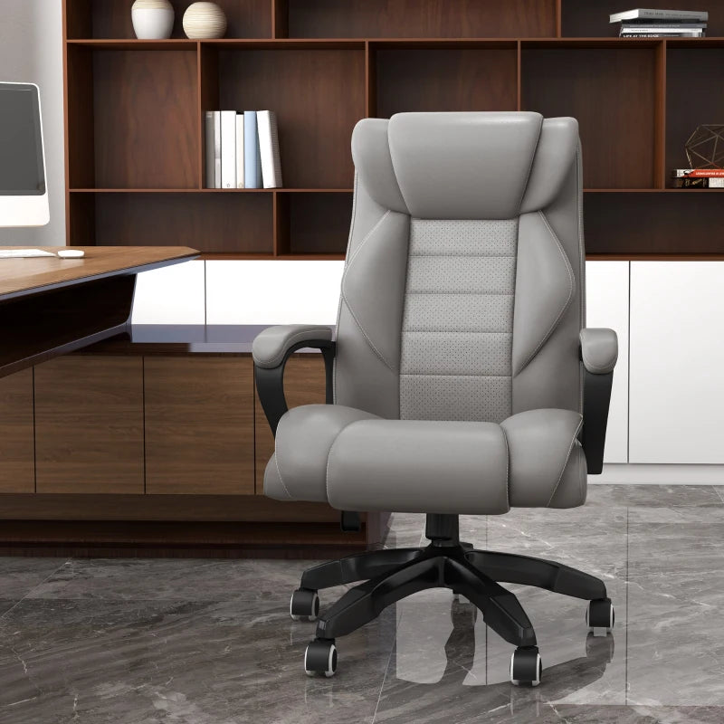 Vinsetto Grey Office Chair with 6-Point Massage & Back Heat, Ergonomic PU Desk Chair with Padded Seat & Tilt Function