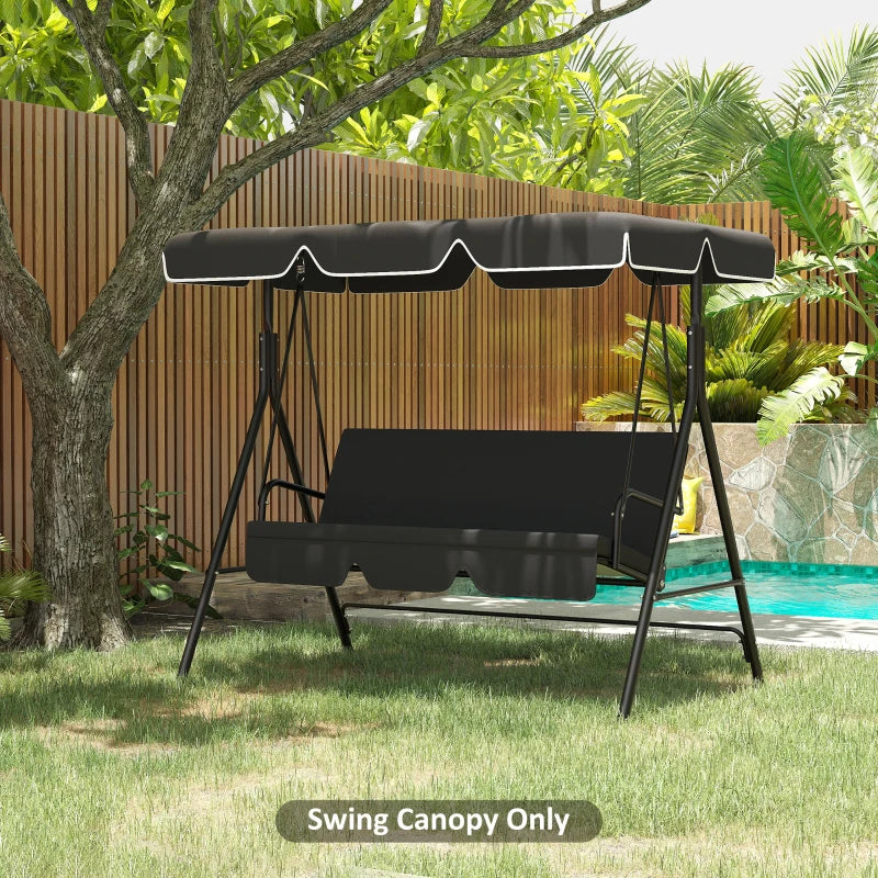 Black Garden Swing Canopy Replacement Cover, UV50+ Sun Shade (Canopy Only)