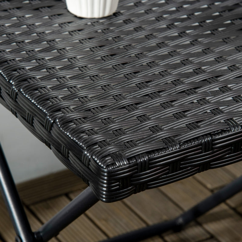 Black Square Wicker Rattan Folding Table