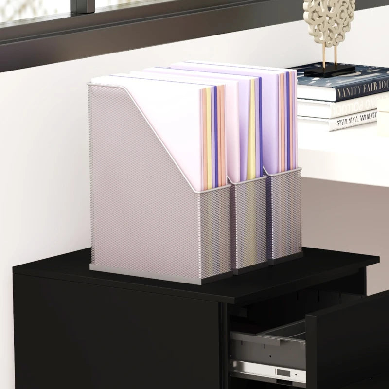 Vinsetto 3-Drawer Vertical Filing Cabinet - Mobile Steel File Cabinet with Lock, Pencil Tray & 5 Wheels, Pre-Assembled, Black