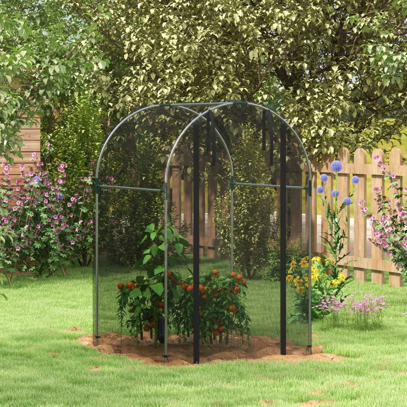 Black Steel Fruit Cage Plant Protection Tent with Zipped Door, 1.2 x 1.2 x 1.9m