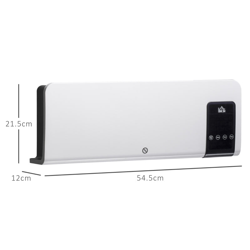 2000W Wall Mounted Electric Heater Adjustable 18 to 45 Degrees Celsius White