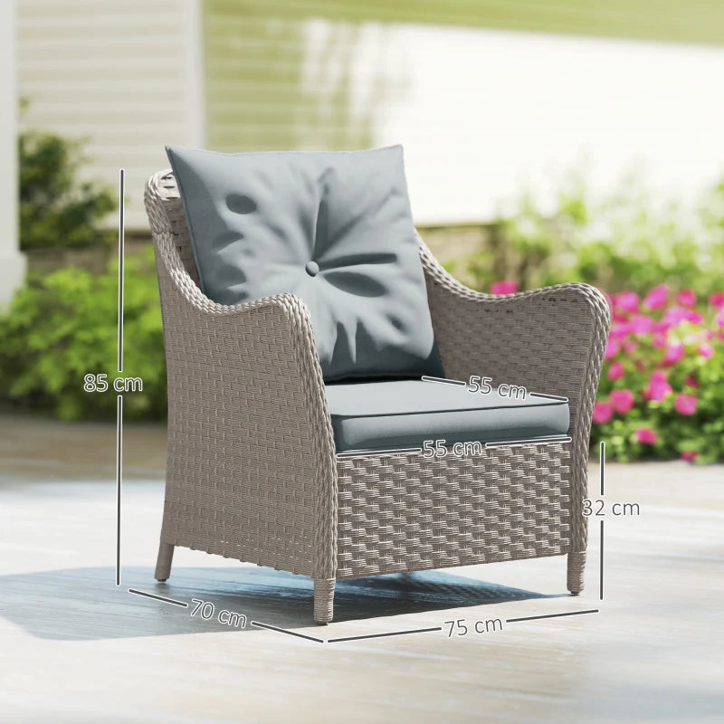 Rattan Garden Chairs Set of 2 with Cushions and Armrests for Outdoor Relaxation
