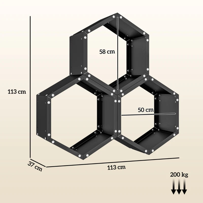 Black Hexagon Metal Log Store