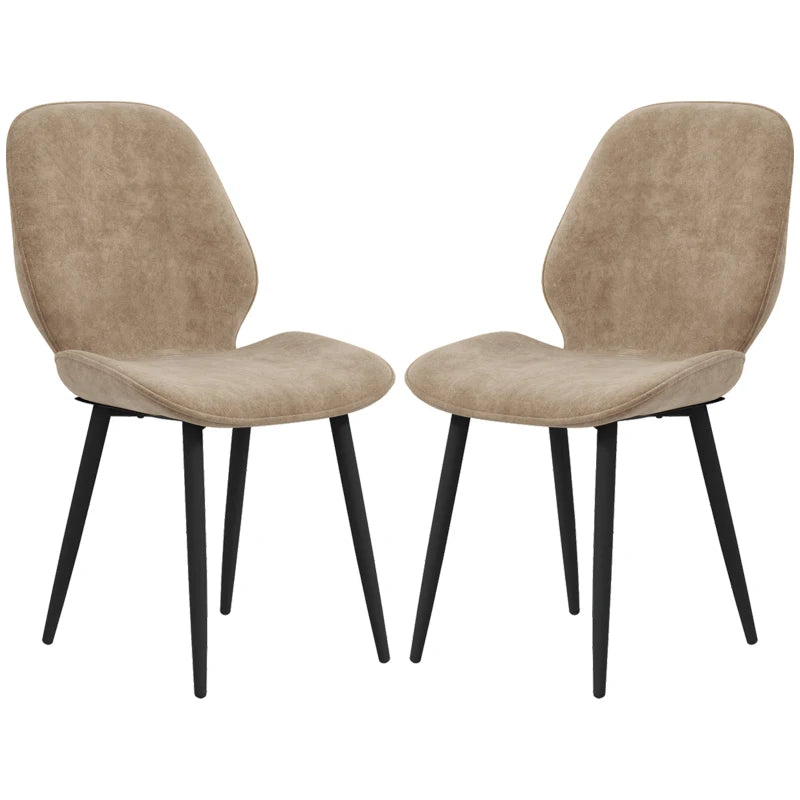 Light Brown Velvet Dining Chairs Set of 2 with Metal Legs - Stylish Dining Room & Living Room Seating