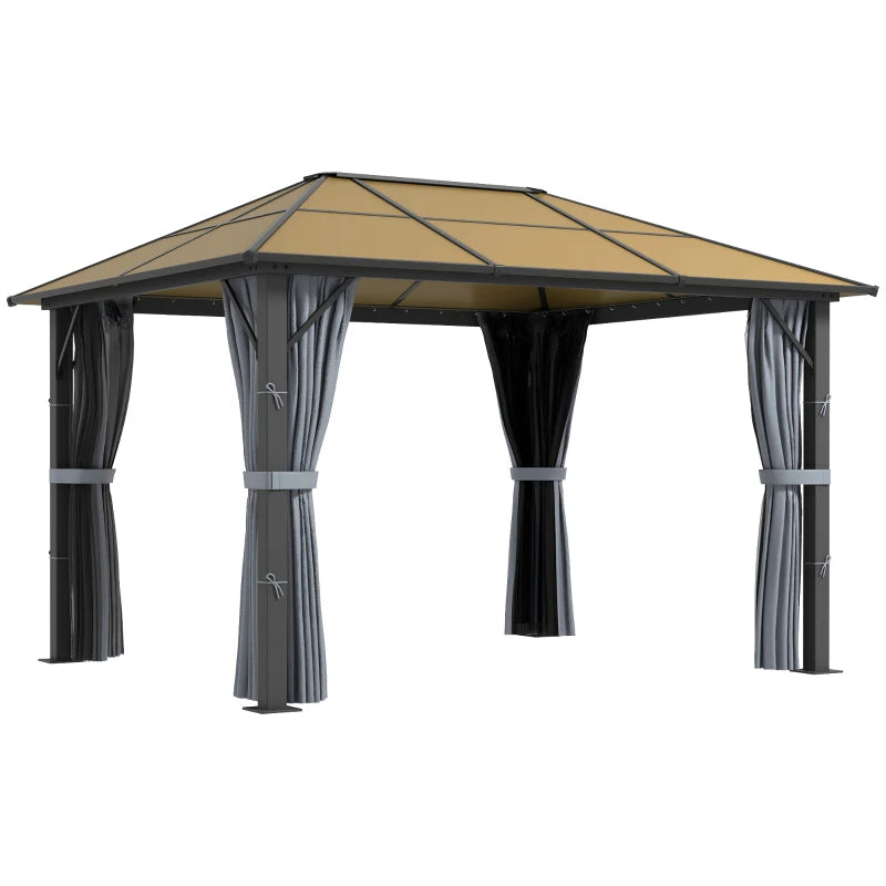 3m x 3.6m Hardtop Aluminium Gazebo With Curtains