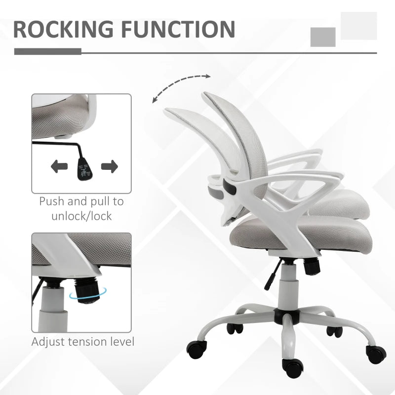 Vinsetto Grey Mesh Office Chair - Ergonomic Swivel Desk Chair with Lumbar Support & Adjustable Armrests