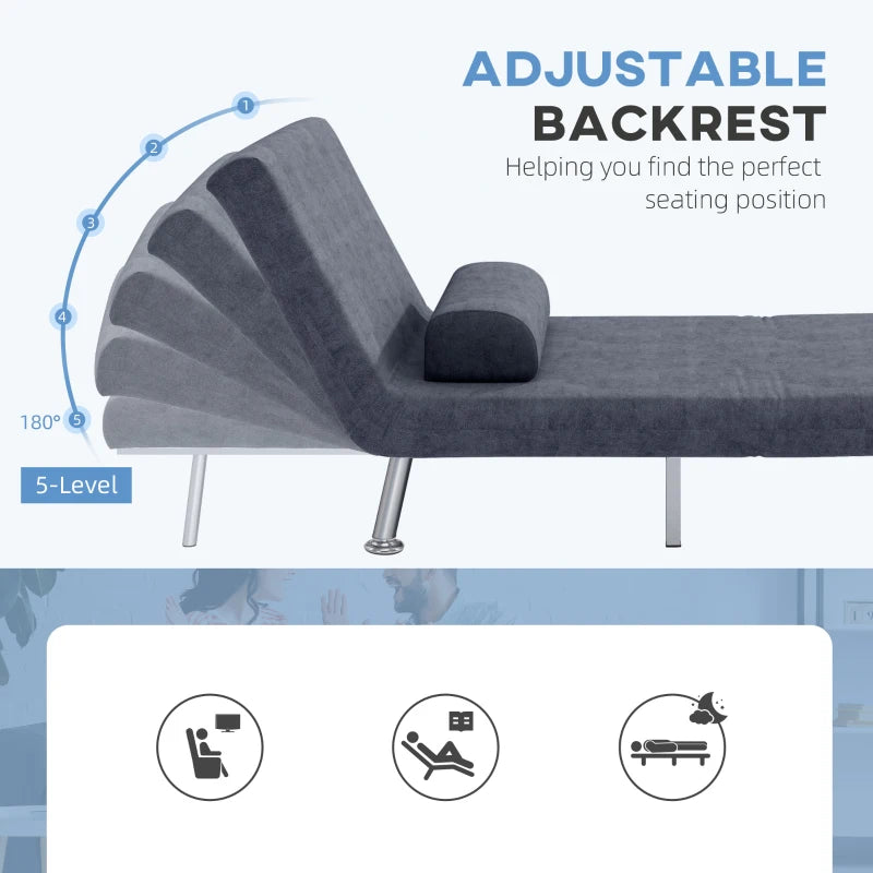 Charcoal Grey Velvet-Feel Sleeper Chair for Stylish and Comfortable Seating Solutions