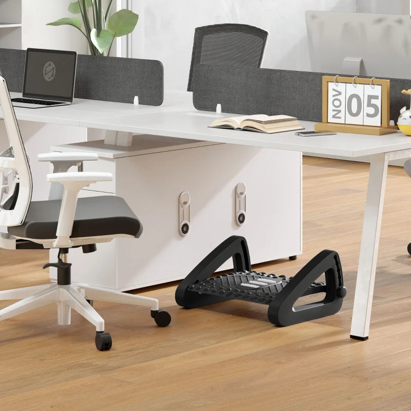 Ergonomic 10°-45° Six-Angle Massage Footrest - Adjustable Black Footrest for Ultimate Comfort and Relaxation
