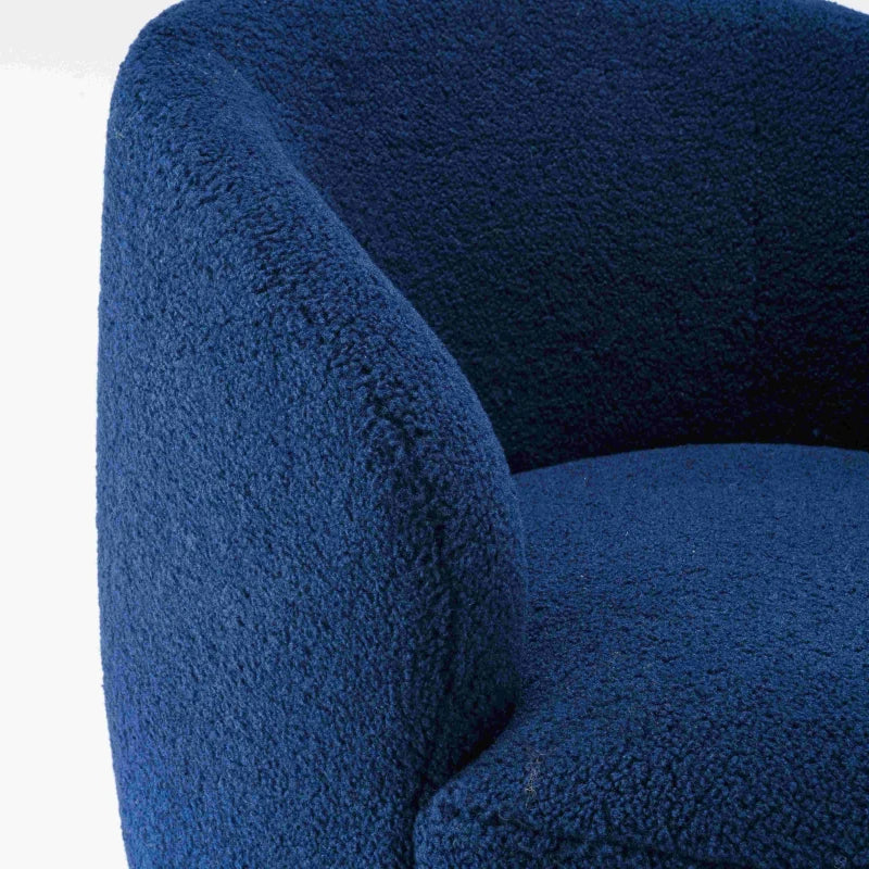 Ergonomic Dark Blue Swivel Armchair with 360° Rotation for Living Room, 64x64x71 cm