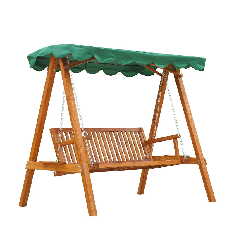 Green 3-Seater Pinewood Swing Chair