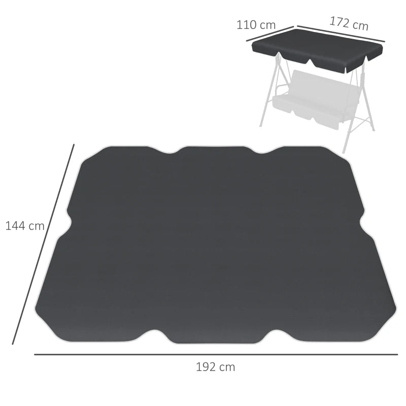 Black Garden Swing Canopy Replacement Cover, UV50+ Sun Shade (Canopy Only)