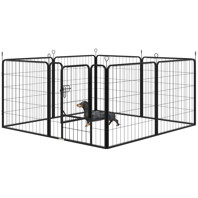 8 Panels Heavy Duty Puppy Playpen for Small & Medium Dogs - Indoor/Outdoor Use, Black, Durable Pet Enclosure