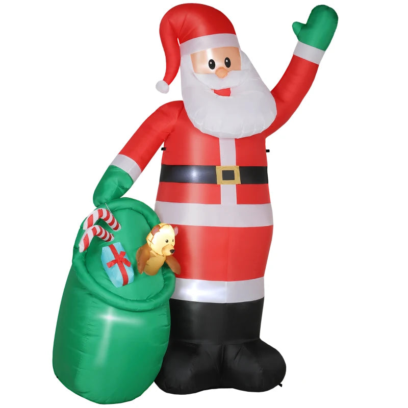 9ft Christmas Inflatable Santa with Bear Sack - Giant LED Blow Up Decoration for Indoor & Outdoor Holiday Home Decor