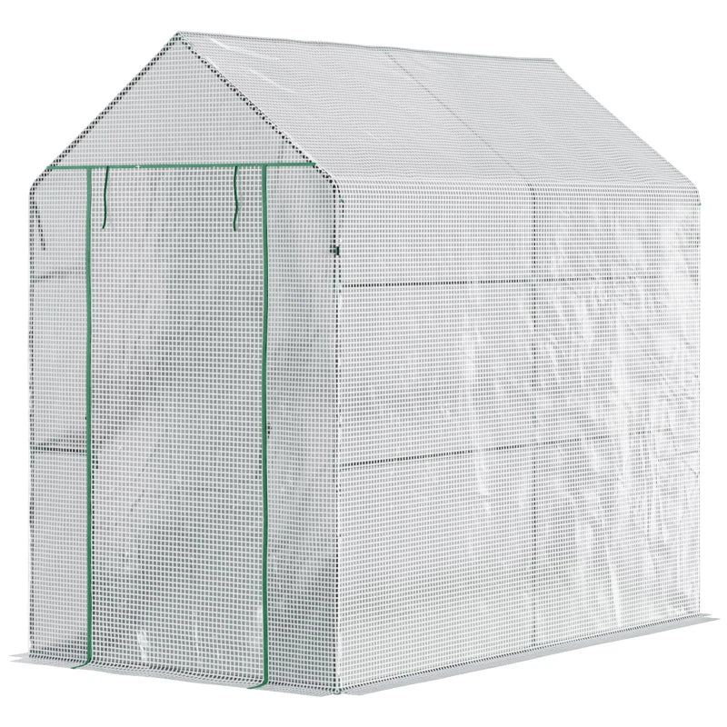 Green 2-Tier Garden Polytunnel Greenhouse 6x4x6ft