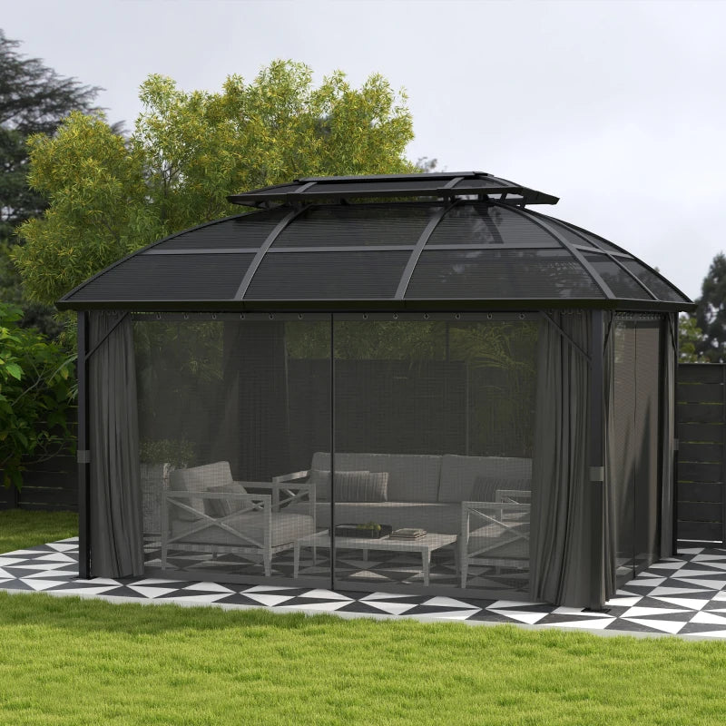 Black Aluminium Framed 4m x 3m Hard Top Gazebo